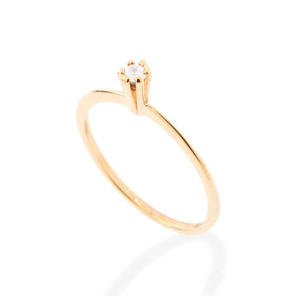 Anel Solitário Rommanel com Zircônia 2,5mm em Banho de Ouro 18K – Design Elegante e Sofisticado - You Beauty