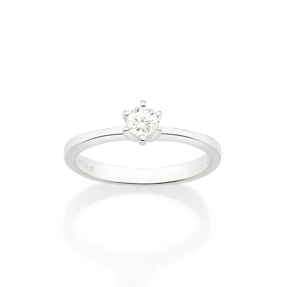 Anel Solitário Rommanel com Zircônia 4mm em Prata – Design Clássico e Elegante - Joias Rommanel | YouBeauty - Brincos, Colares e Anéis com Frete Grátis
