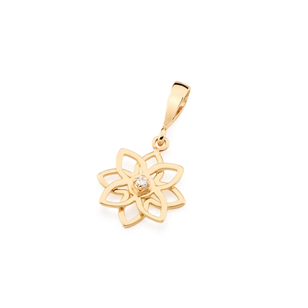 Pingente Rommanel Flor Vazado com Zircônia Branca em Ouro 18K – Design Delicado e Sofisticado - Joias Rommanel | YouBeauty - Brincos, Colares e Anéis com Frete Grátis