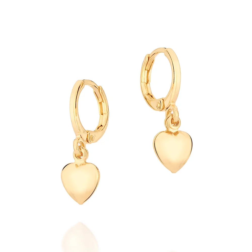 Brinco Argola com Coração Abaulado Rommanel Banhado a Ouro 18K – Design Delicado e Elegante - Joias Rommanel | YouBeauty - Brincos, Colares e Anéis com Frete Grátis