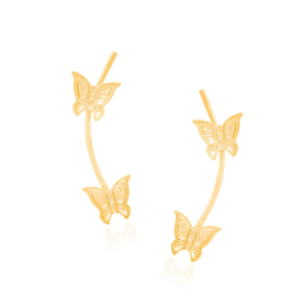 Brinco Ear Cuff Borboletas Rommanel Banhado a Ouro 18K – Design Delicado e Moderno - Joias Rommanel | YouBeauty - Brincos, Colares e Anéis com Frete Grátis