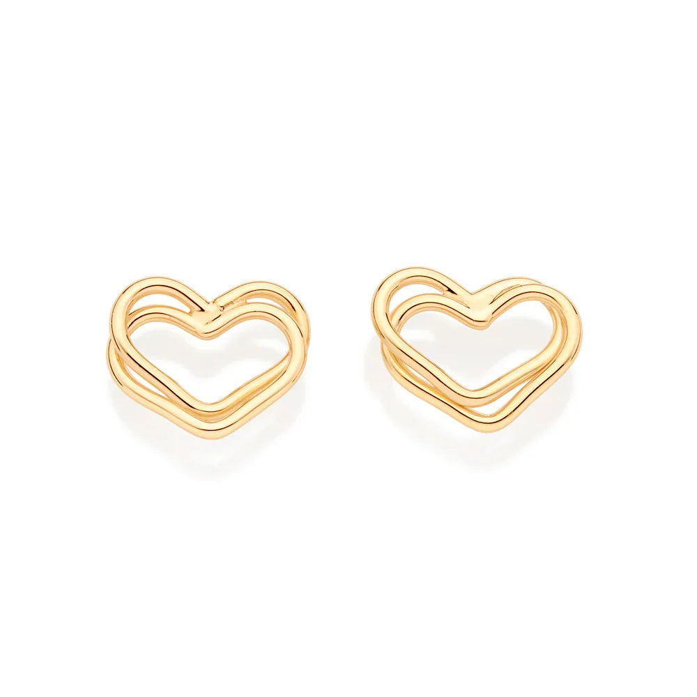 Brinco Coração Duplo Entrelaçado Rommanel em Banho de Ouro 18K – Design Delicado e Sofisticado - Joias Rommanel | YouBeauty - Brincos, Colares e Anéis com Frete Grátis