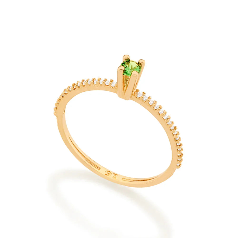 Anel Solitário Rommanel com Zircônias em Ouro 18K – Design Elegante e Brilhante - You Beauty
