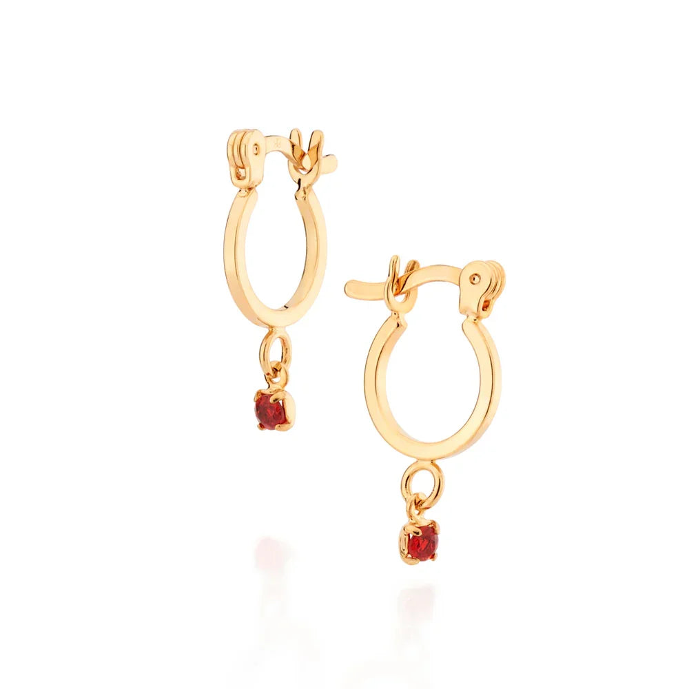 Brinco Argola Rommanel com Cristais Vermelhos em Banho de Ouro 18K – Design Elegante e Delicado - Joias Rommanel | YouBeauty - Brincos, Colares e Anéis com Frete Grátis