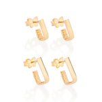Brinco Kit Rommanel com 2 Pares Retangulares em Ouro 18K – Design Elegante e Versátil - Joias Rommanel | YouBeauty - Brincos, Colares e Anéis com Frete Grátis