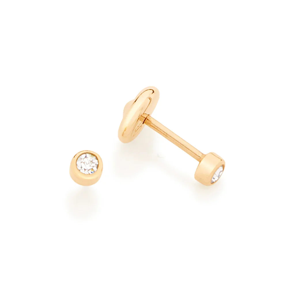 Brinco Infantil Solitário com Zircônias 2mm Rommanel em Ouro 18K – Design Delicado e Seguro - Joias Rommanel | YouBeauty - Brincos, Colares e Anéis com Frete Grátis