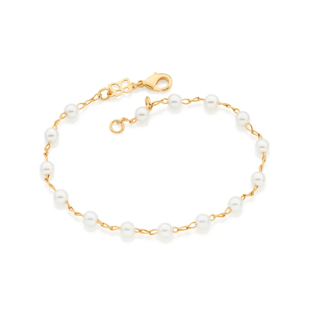 Pulseira Rommanel com Corrente Elo Cadeado e Pérolas Sintéticas 4mm – Ajustável e Elegante - Joias Rommanel | YouBeauty - Brincos, Colares e Anéis com Frete Grátis