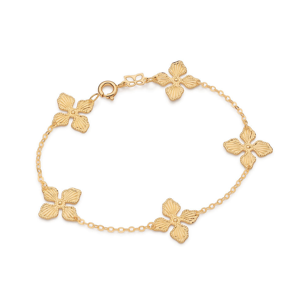 Pulseira Flores Banhada a Ouro 18k