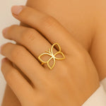 Anel Borboleta Rommanel Vazado em Ouro 18K – Design Delicado e Sofisticado - You Beauty