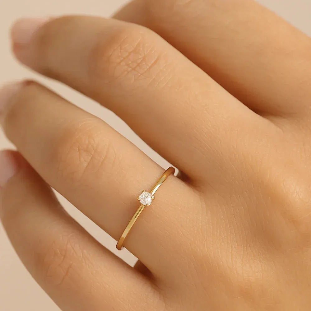Anel Solitário Rommanel com Zircônia 2,5mm em Banho de Ouro 18K – Design Elegante e Sofisticado - You Beauty