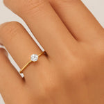 Anel Solitário Rommanel com Zircônia 4mm em Ouro 18K – Design Clássico e Sofisticado - You Beauty