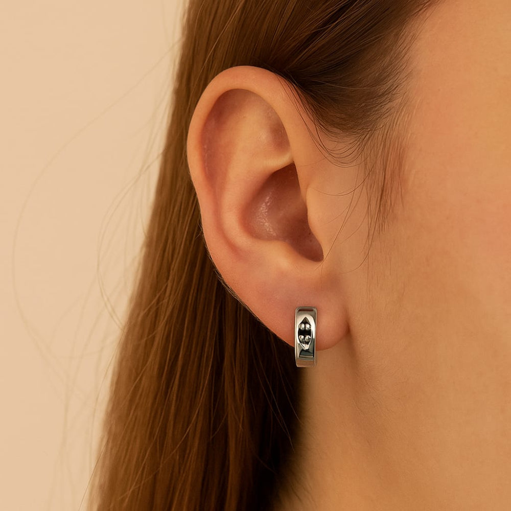 Brinco Argola Rommanel com Zircônias em Prata Preto – Design Cravejado Elegante