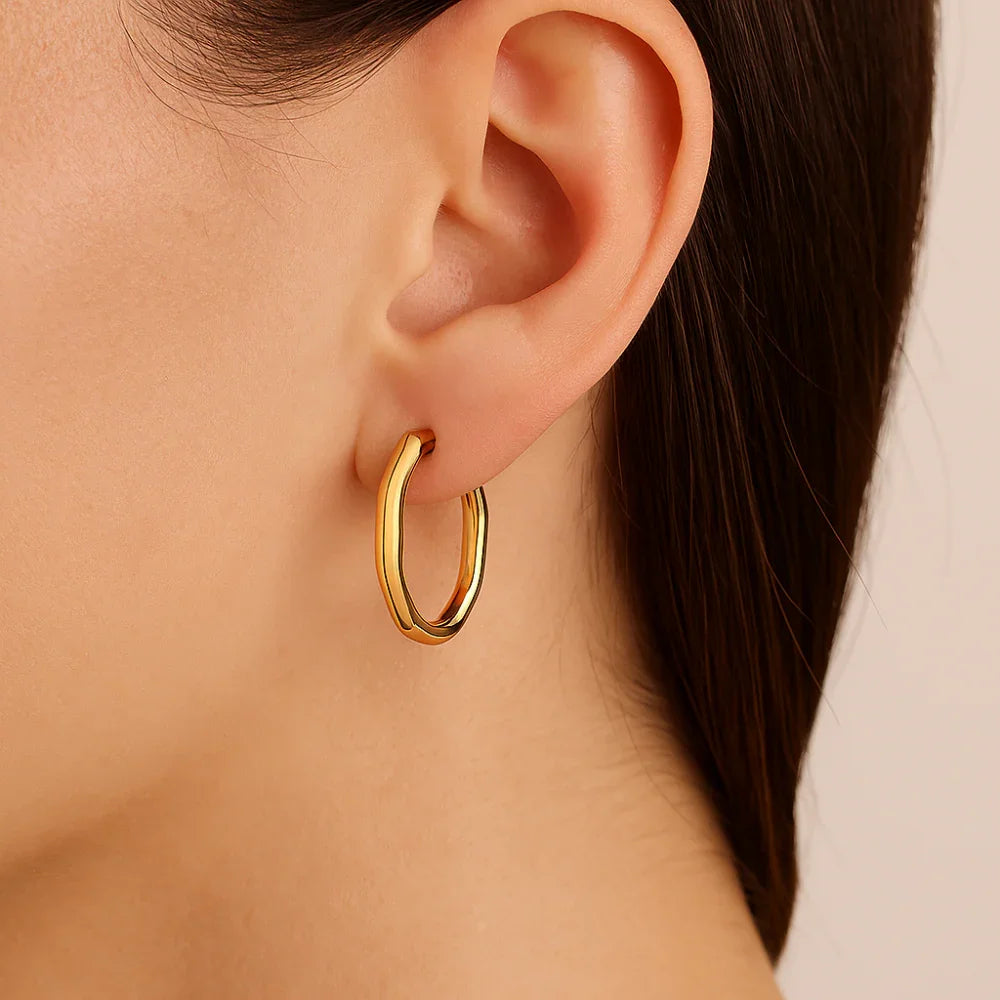 Brinco Argola Octágono Rommanel Banhado a Ouro 18K – Design Geométrico Exclusivo Ana Hickmann