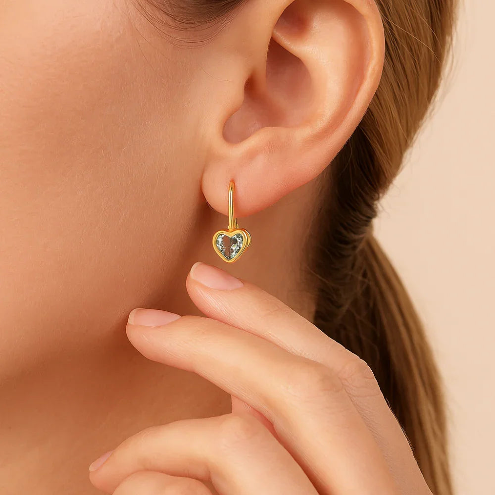 Brinco Gancho Rommanel com Coração de Cristal em Banho de Ouro 18K – Design Liso e Delicado - Joias Rommanel | YouBeauty - Brincos, Colares e Anéis com Frete Grátis