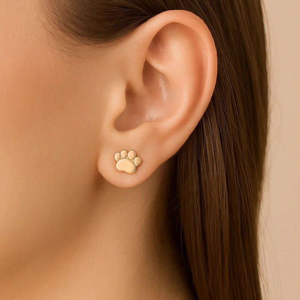 Brinco Pata de Pet Pequeno Rommanel em Banho de Ouro 18K – Design Exclusivo e Delicado