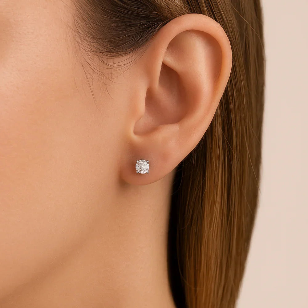 Brinco Solitário Rommanel com 2 Zircônias de 4mm em Prata – Design Delicado e Elegante - Joias Rommanel | YouBeauty - Brincos, Colares e Anéis com Frete Grátis