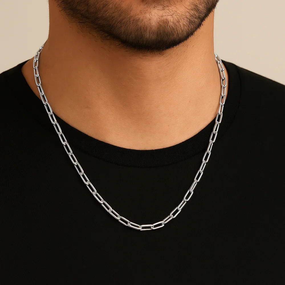 Cordão Elo Cadeado Oval Rommanel em Prata Fio 7mm – Design Robusto e Sofisticado - Joias Rommanel | YouBeauty - Brincos, Colares e Anéis com Frete Grátis