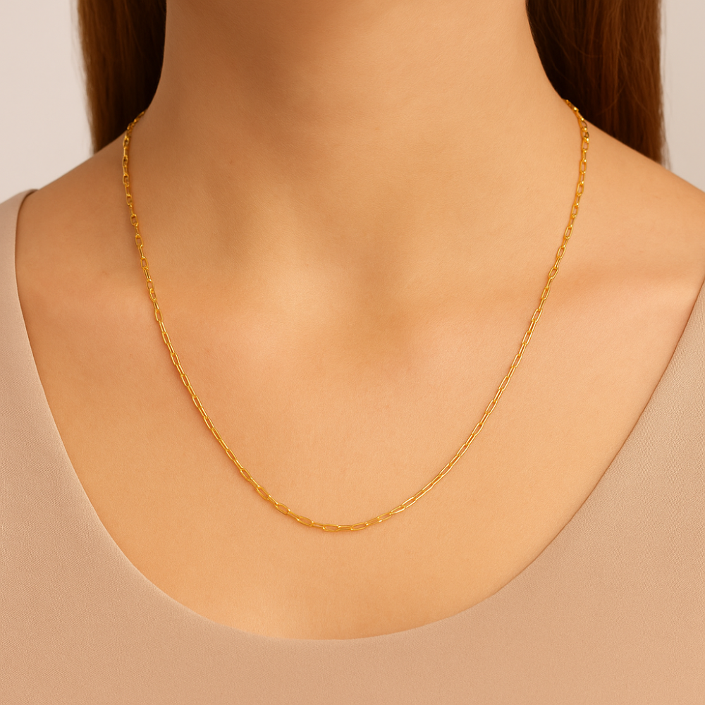 Cordão Elo Cadeado Fino 0,40 mm Rommanel em Banho Ouro 18K – Design Delicado e Elegante