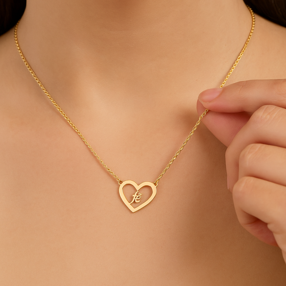 Gargantilha Rommanel com Pingente Coração e Palavra Fé em Corrente Elo Cadeado Laminada – Ajustável 50 cm