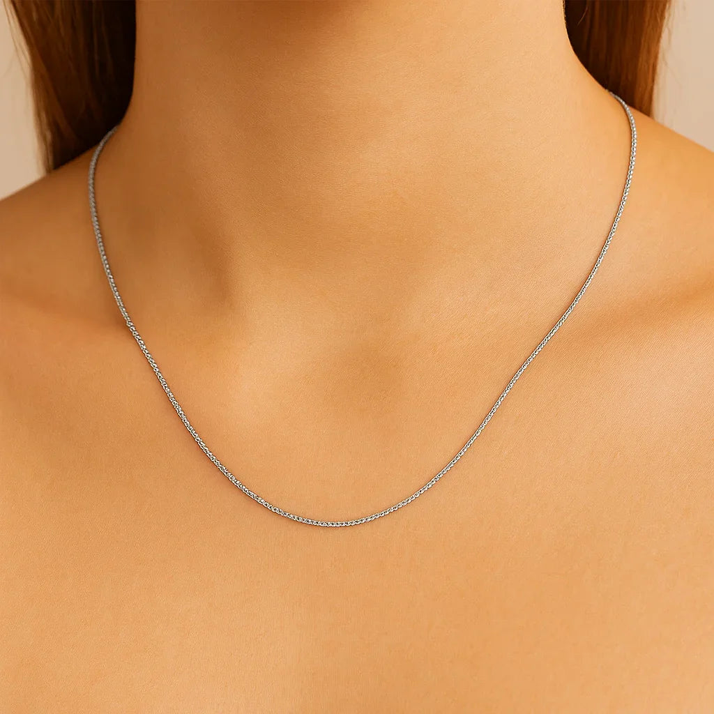 Gargantilha Elo Groumet Rommanel em Prata Diamantada – Design Fino e Elegante 42 cm