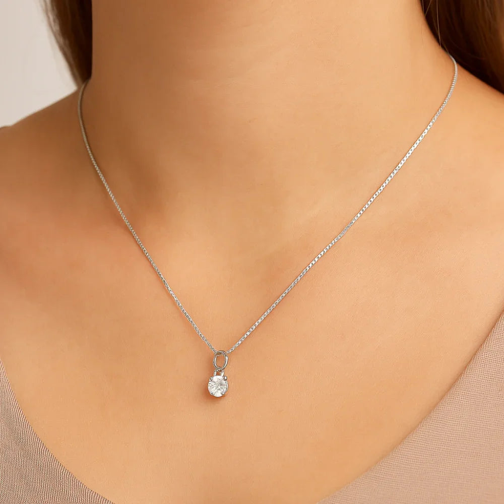 Gargantilha Rommanel com Corrente Veneziana e Zircônia Cristal 5 mm – Fio Fino 0,70 mm, 45 cm