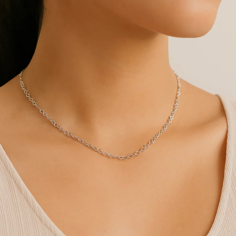 Gargantilha Rommanel de Corrente Elo com Coração Vazado em Prata 45 cm – Fio Fino 0,40 mm - Joias Rommanel | YouBeauty - Brincos, Colares e Anéis com Frete Grátis