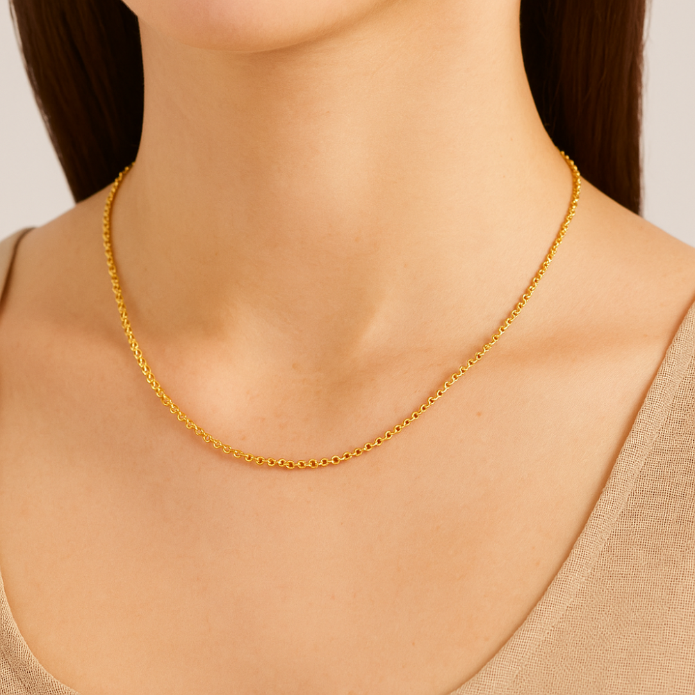 Gargantilha Rommanel Elo Português Fio 0,60 mm em Ouro 18K – Estilo Clássico e Elegante