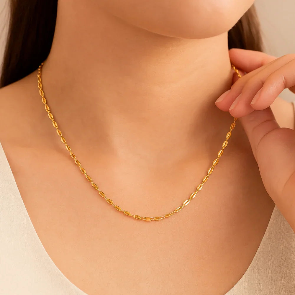 Cordão Rommanel de Corrente com Elos Batidos em Ouro 18K – 60 cm Elegante - Joias Rommanel | YouBeauty - Brincos, Colares e Anéis com Frete Grátis