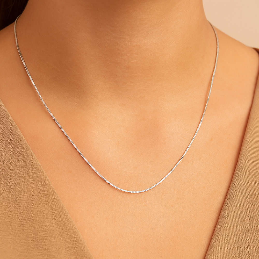 Gargantilha Rommanel Corrente Veneziana Fio 0,80 mm em Prata – Design Fino e Elegante