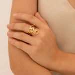 Maxi Anel Rommanel com Círculos Vazados em Ouro 18K – Design Exclusivo e Moderno - You Beauty