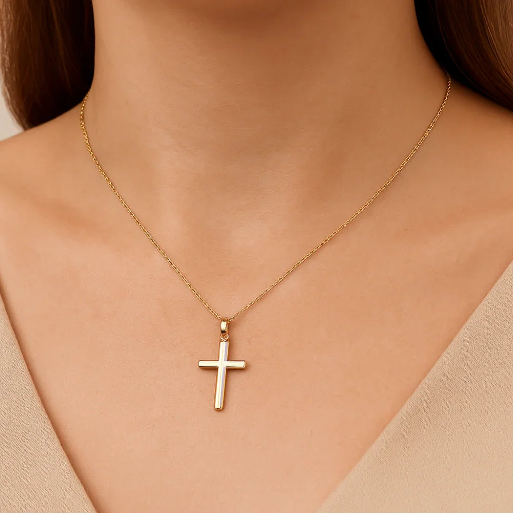 Pingente Cruz Rommanel com Banho de Ródio – Design Elegante e Sofisticado