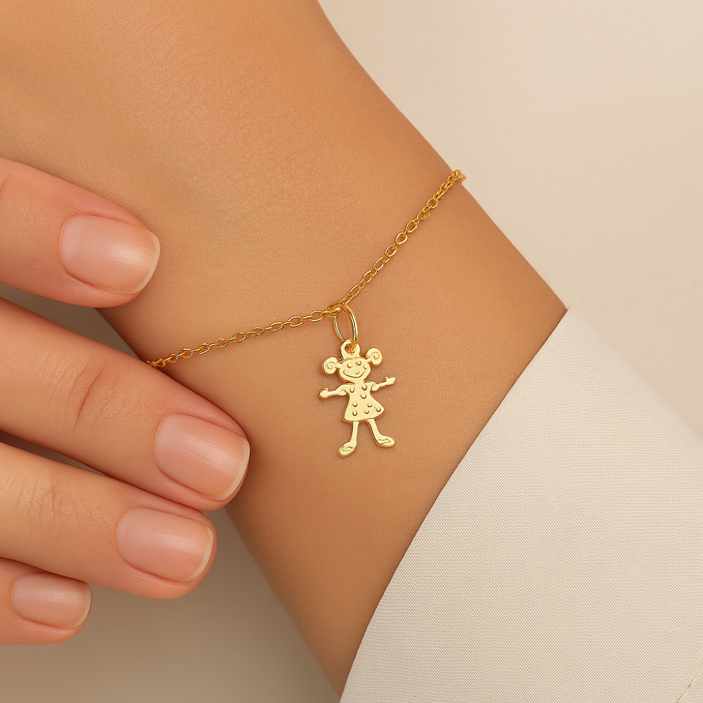 Pingente Rommanel Menina em Ouro 18k – Design Delicado e Charmoso