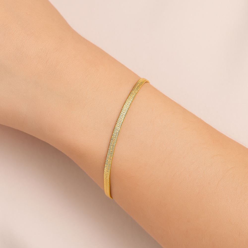 Pulseira Rabo de Rato Laminada Rommanel – Coleção Giovanna Antonelli, 19 cm