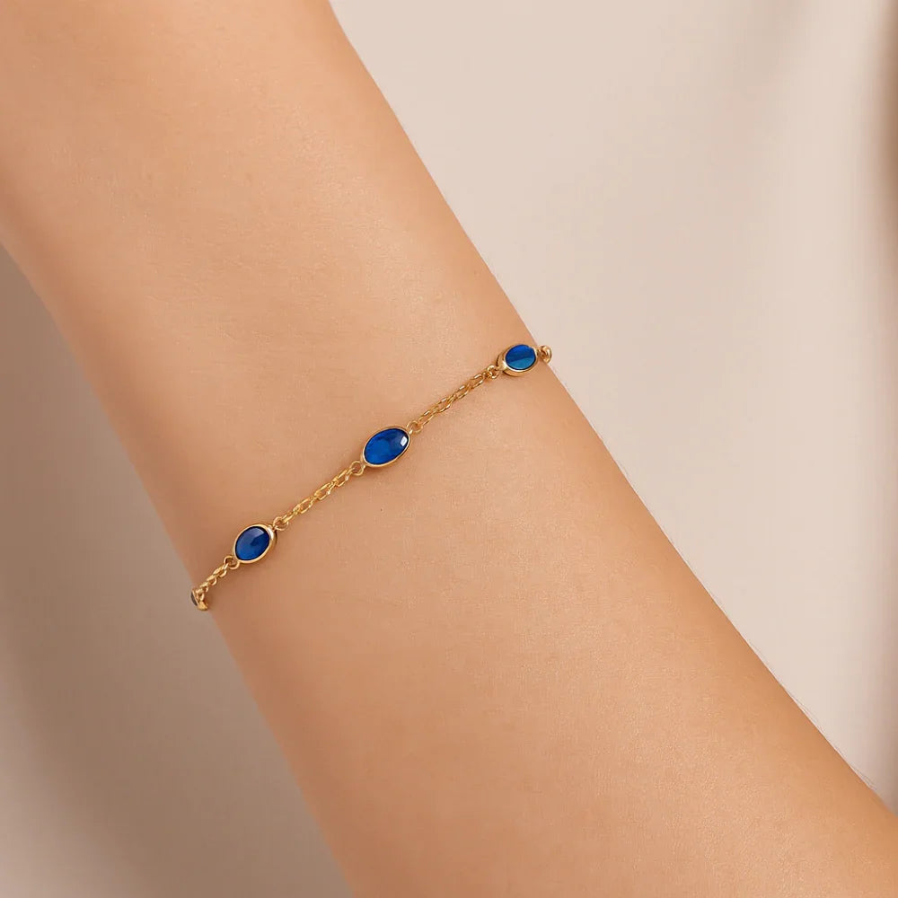 Pulseira Rommanel Fio Elo Português com 5 Cristais Ovais 4x6 mm – Ajustável 17 a 19 cm - Joias Rommanel | YouBeauty - Brincos, Colares e Anéis com Frete Grátis