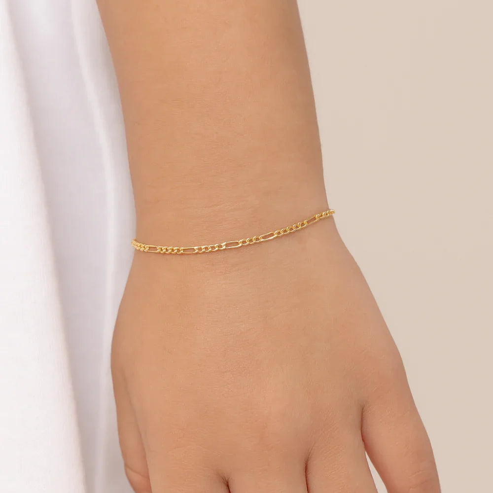 Pulseira Infantil Rommanel em Ouro 18K com Fio Alternado 5x1 – Tamanho 14 cm