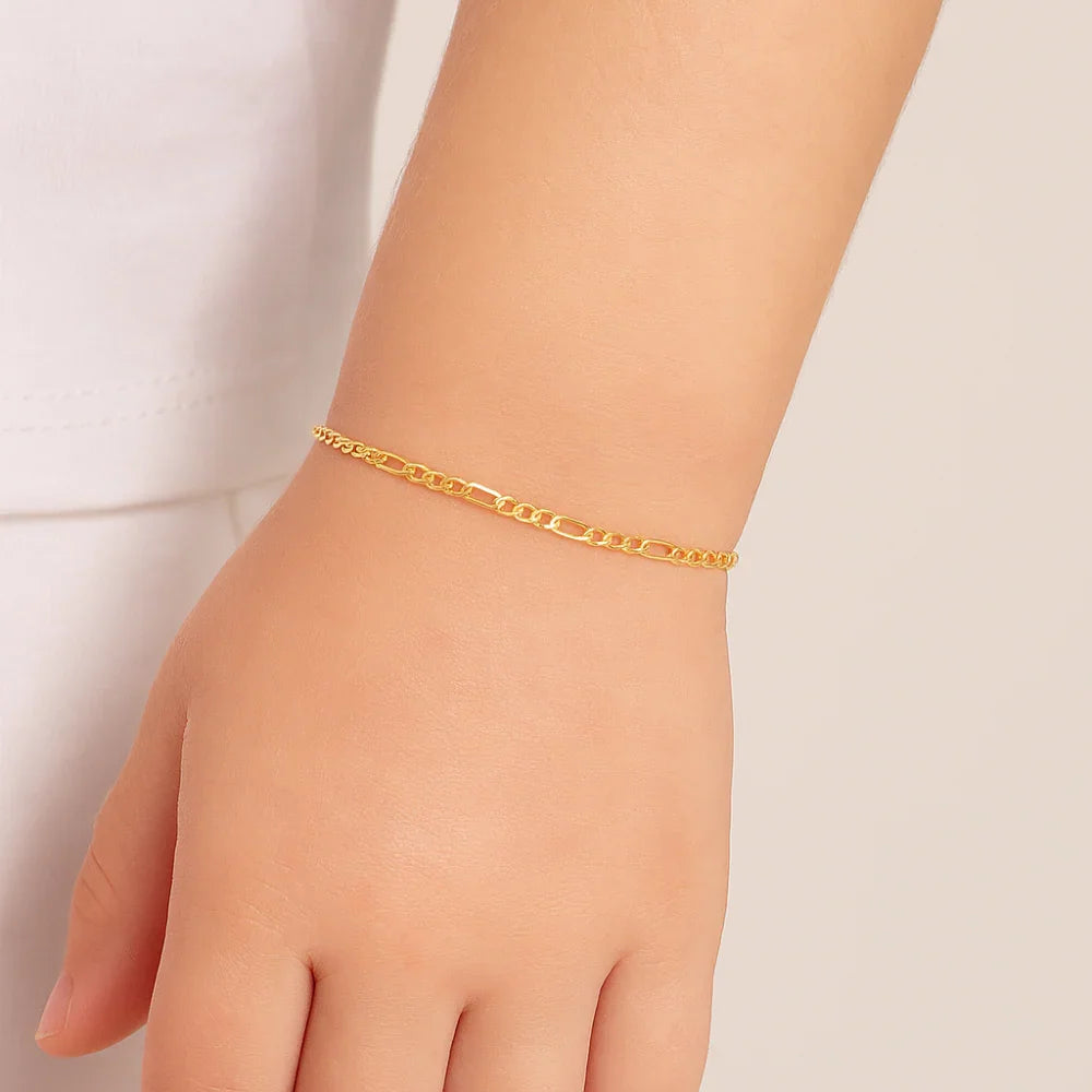 Pulseira Infantil Rommanel em Fio Alternado Laminado Ouro 18K – Tamanho 14 cm - Joias Rommanel | YouBeauty - Brincos, Colares e Anéis com Frete Grátis