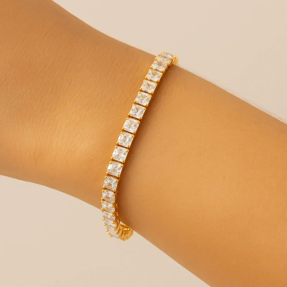 Pulseira Riviera Rommanel com 37 Zircônias Carrês em Ouro 18k – Coleção Giovanna Antonelli