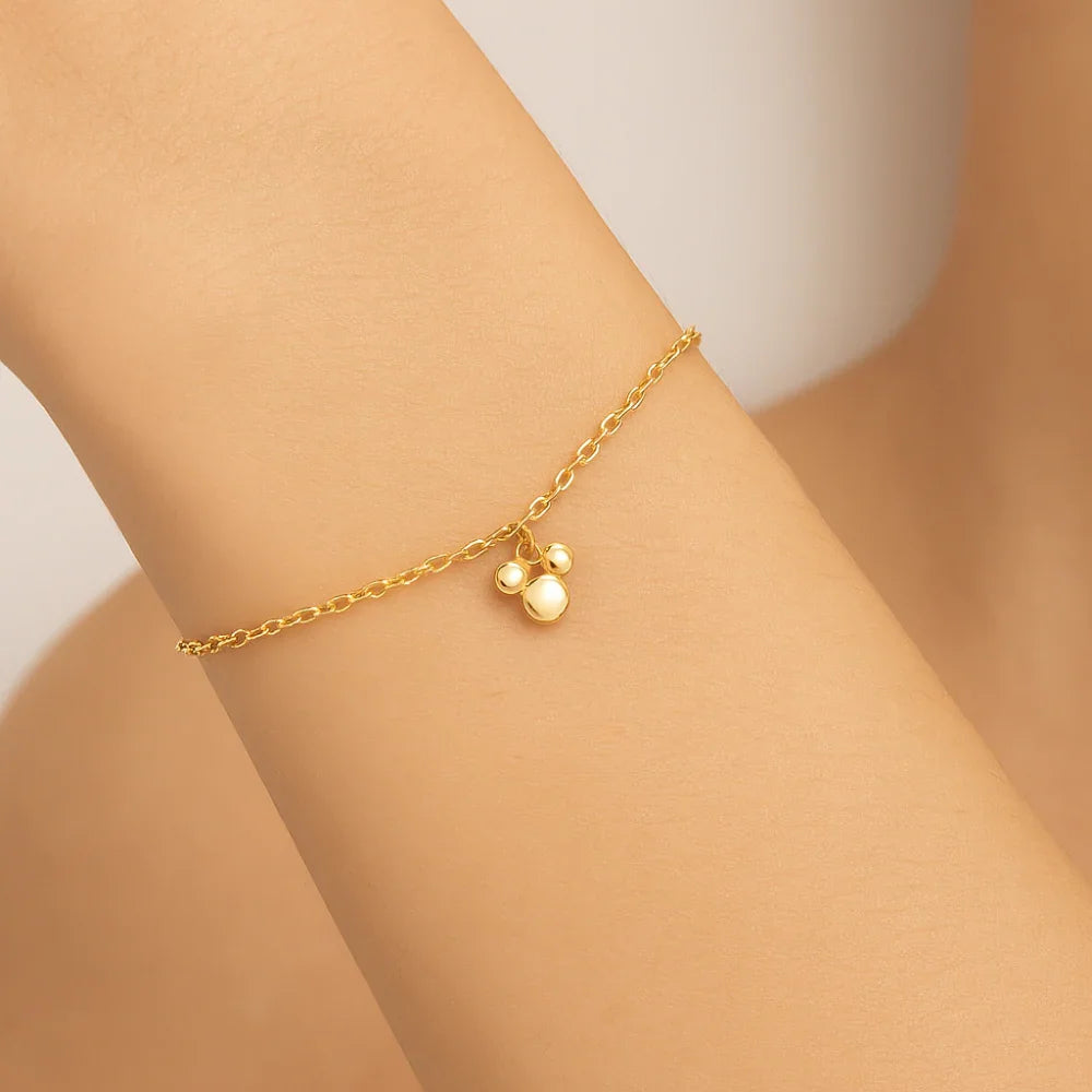 Pulseira Rommanel Elo Cadeado Laminado com Pingente Mickey em Meias Esferas – Joia Licenciada Disney - Joias Rommanel | YouBeauty - Brincos, Colares e Anéis com Frete Grátis