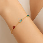 Pulseira Rommanel com Fio Elo Português e Cristais Ovais Coloridos – Tamanho Ajustável 19 cm - Joias Rommanel | YouBeauty - Brincos, Colares e Anéis com Frete Grátis