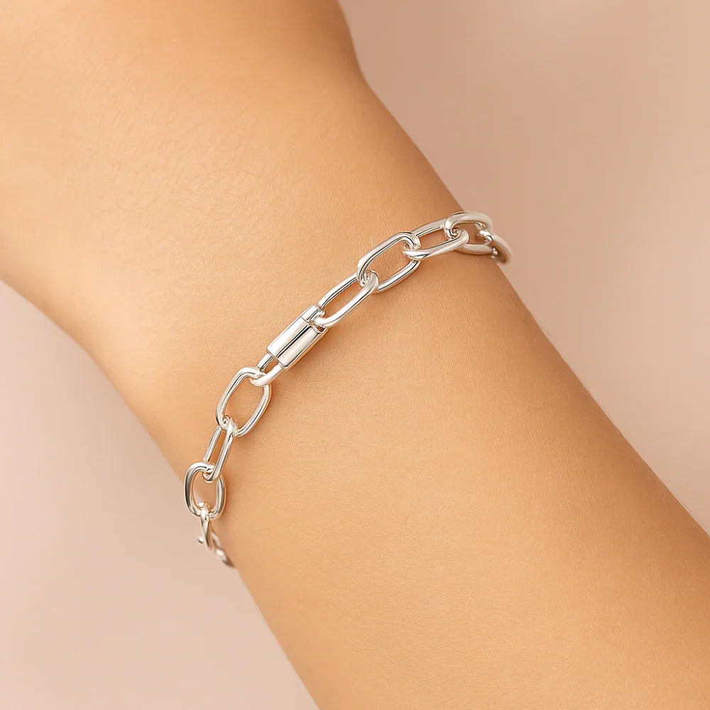 Pulseira em Corrente Elo Cadeado Oval Rommanel em Prata – Fio 1,40 mm, 18 cm - Joias Rommanel | YouBeauty - Brincos, Colares e Anéis com Frete Grátis