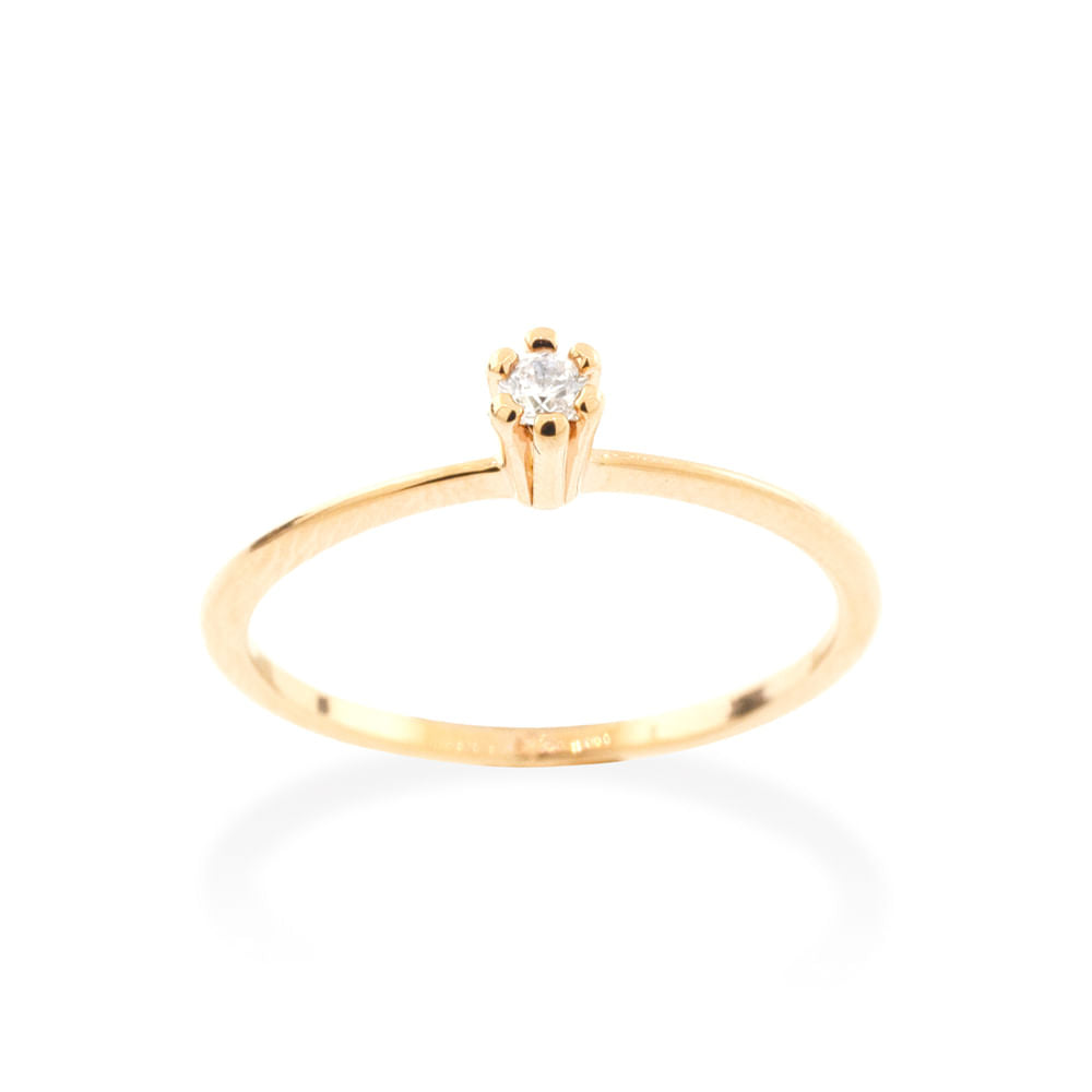 Anel Solitário Rommanel com Zircônia 2,5mm Banhado a Ouro 18K