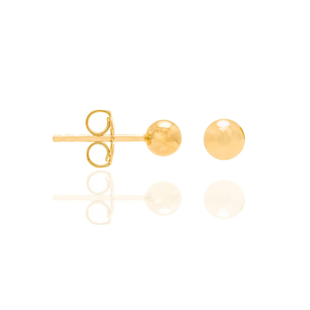 Brinco Rommanel com Duas Esferas 4mm em Banho Ouro 18K – Design Minimalista Elegante