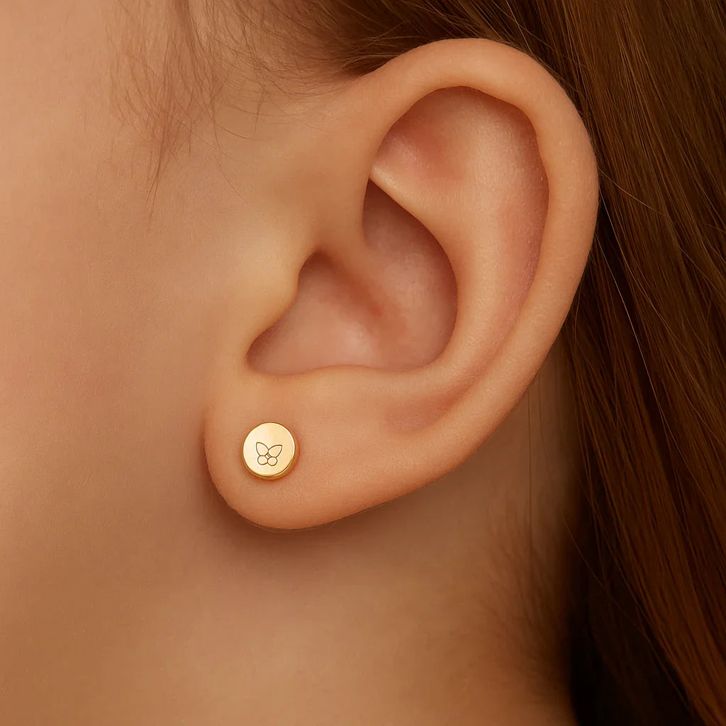 Tarraxa Infantil Rommanel de Pressão com Borboleta Estampada – Design Seguro e Delicado - Joias Rommanel | YouBeauty - Brincos, Colares e Anéis com Frete Grátis