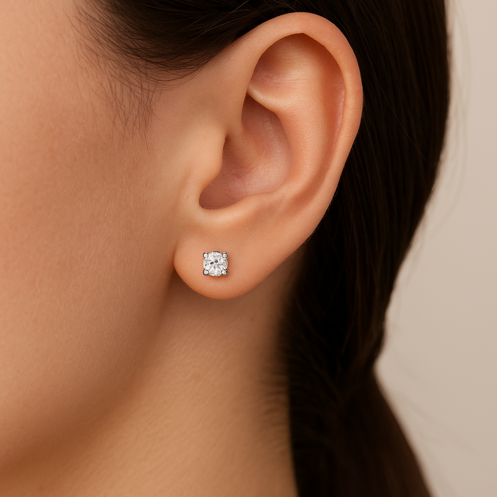 Brinco Solitário Rommanel com 2 Zircônias em Prata – Design Delicado e Elegante