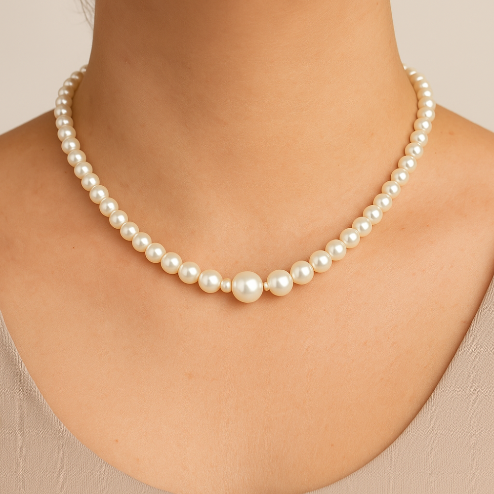 Gargantilha Rommanel com Pérolas Sintéticas Multitamanhos – Design Exclusivo Ajustável