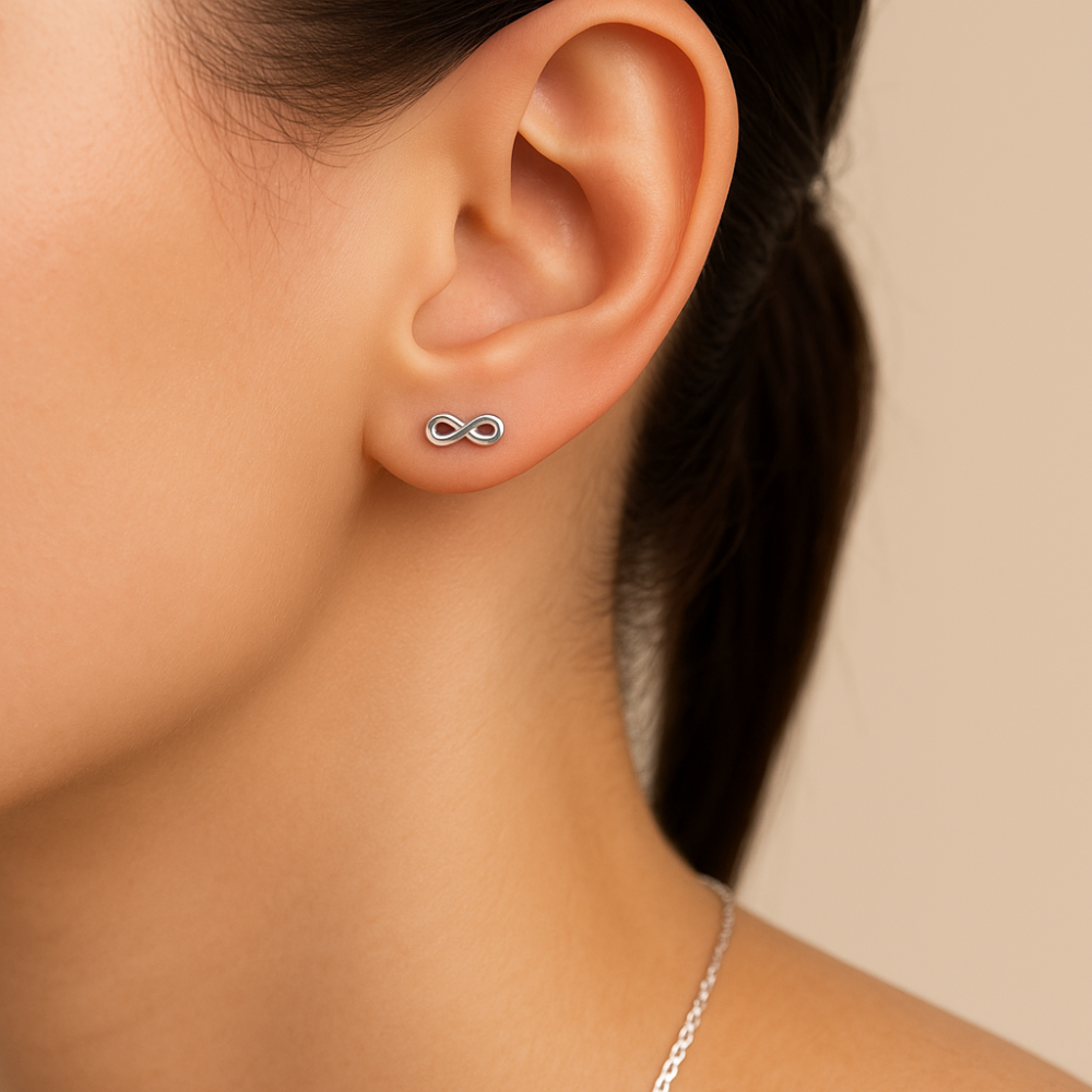 Brinco Infinito Médio Rommanel em Prata – Design Delicado e Elegante