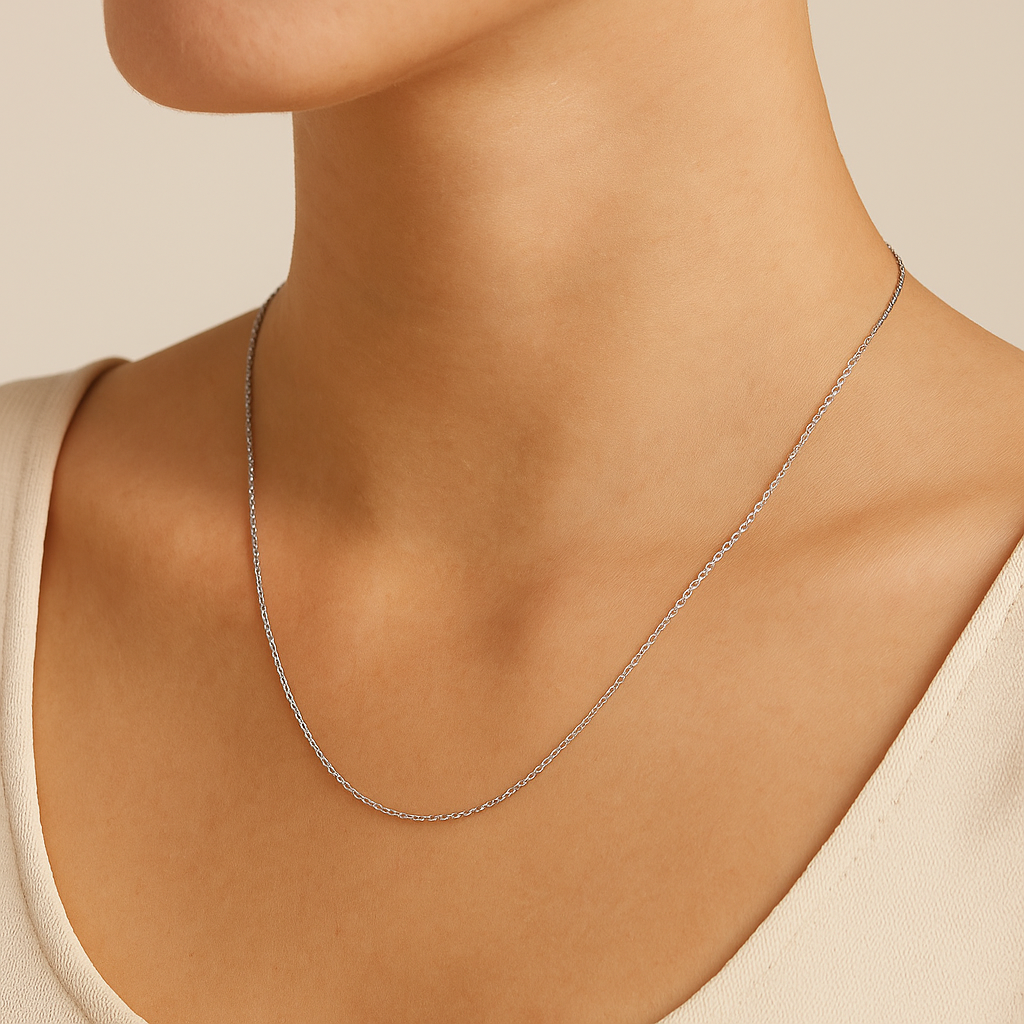 Gargantilha Rommanel de Elo Cadeado Fio 0,50 mm em Prata – Medida 50 cm