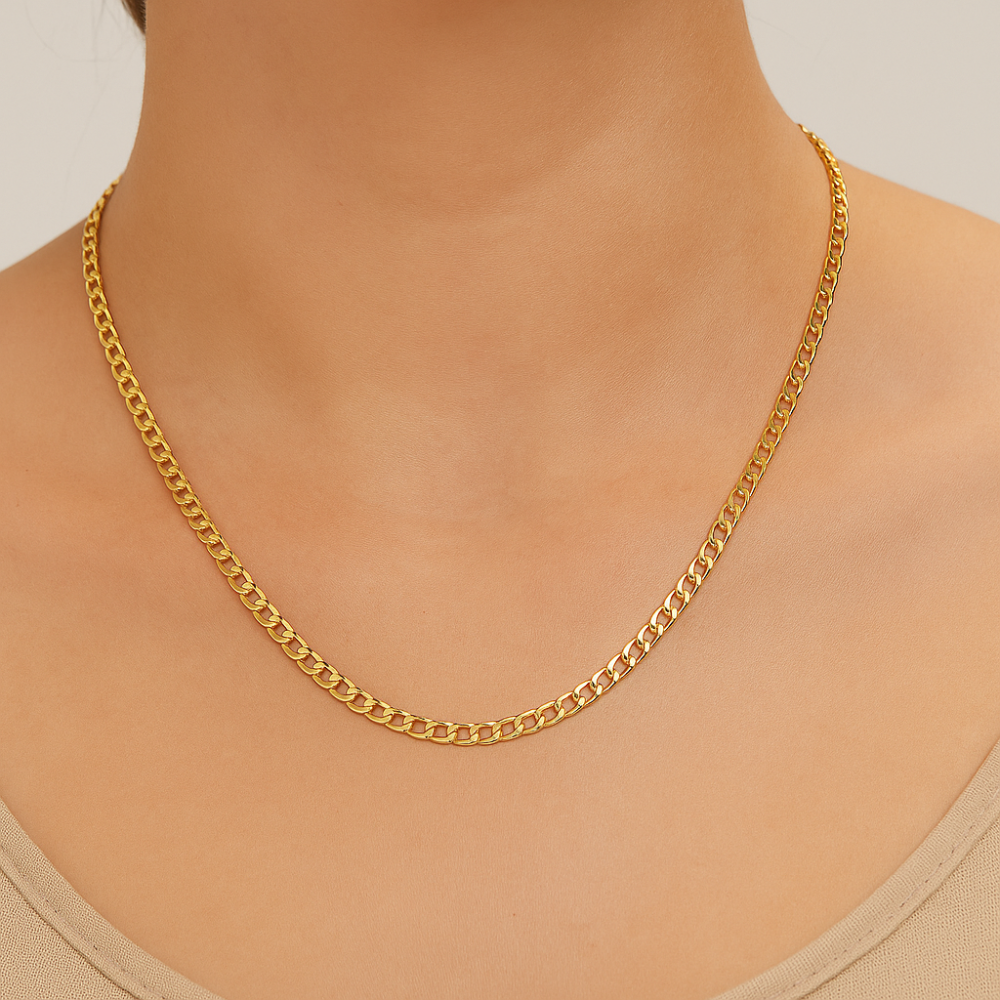 Cordão Rommanel em Elo Curto Batido 60 cm – Design Exclusivo e Acabamento Premium