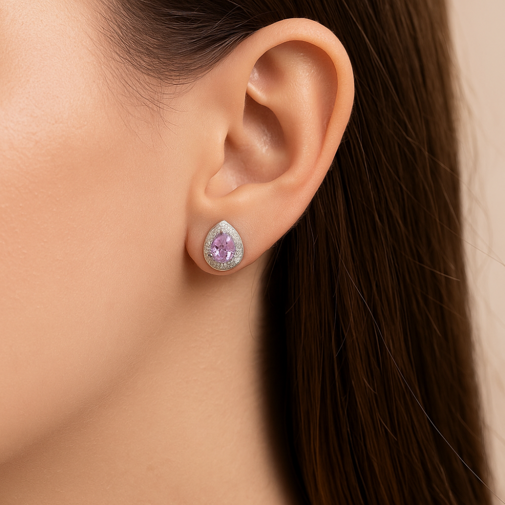 Brinco Gota Rommanel em Prata Cravejado com 40 Zircônias – Design Elegante e Sofisticado