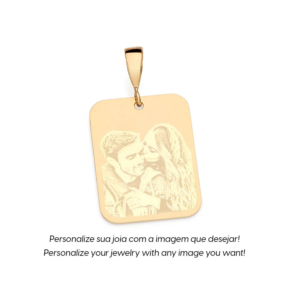 Pingente Medalha Retangular Lisa Personalizável Rommanel em Ouro 18k – Design Elegante e Versátil - Joias Rommanel | YouBeauty - Brincos, Colares e Anéis com Frete Grátis